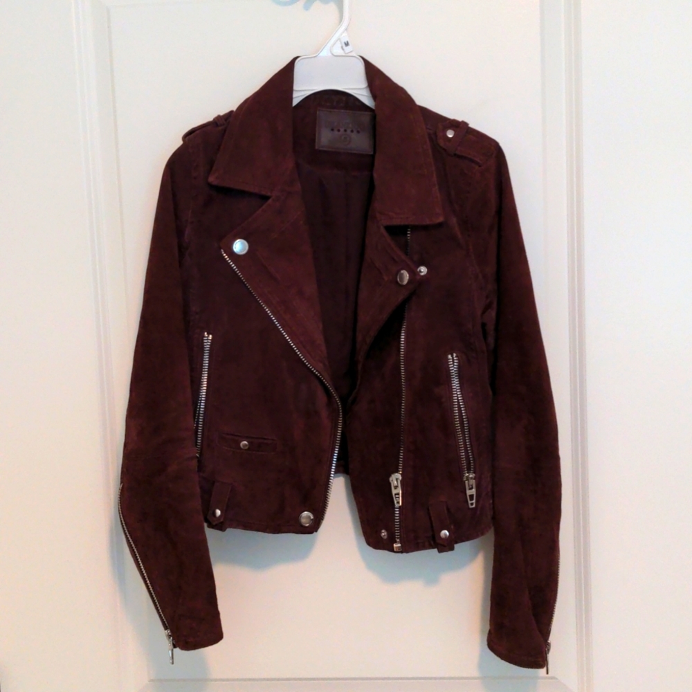 Blank NYC Maroon Suede Jacket Moto Small